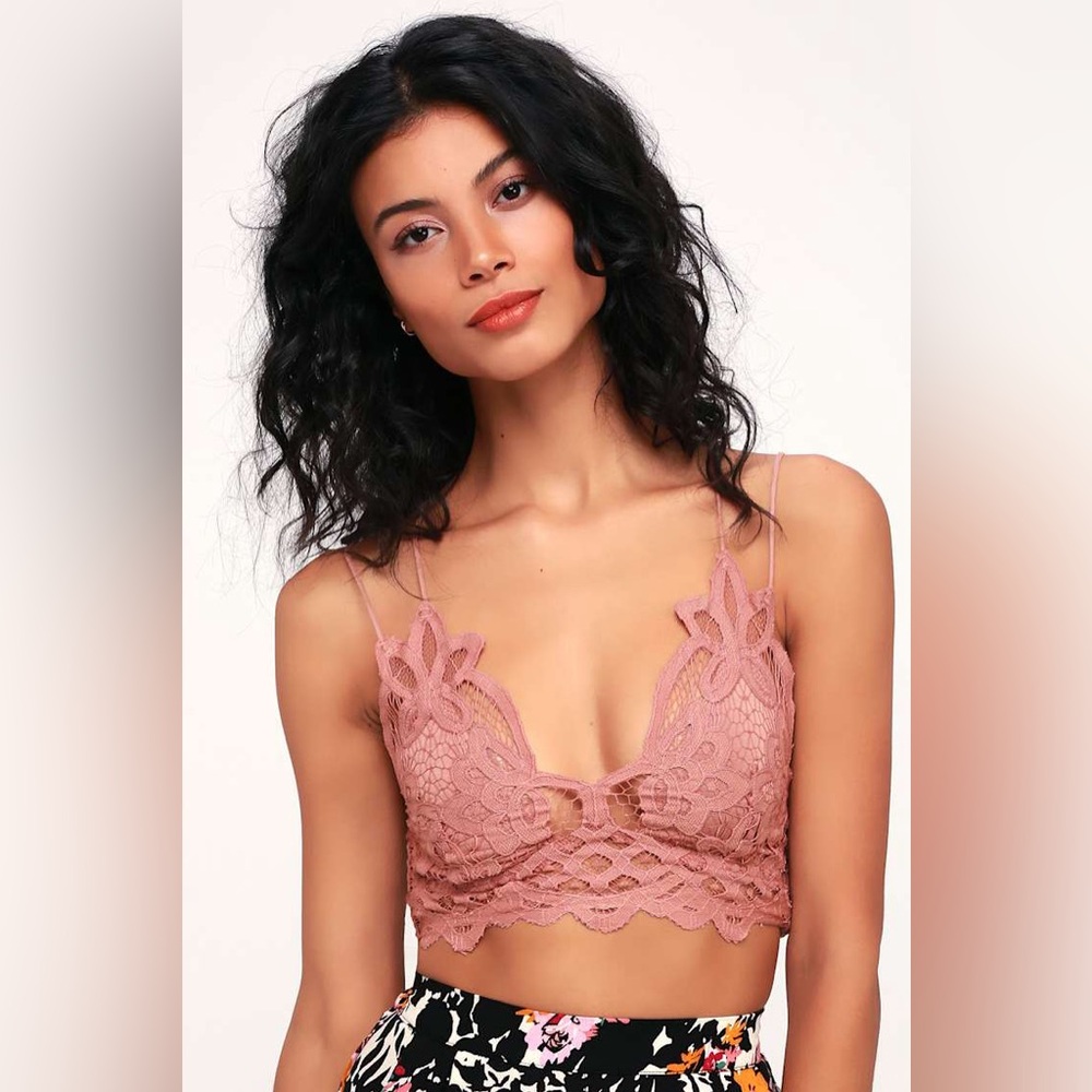 Free People One Adella Mauve Lace Bralette Size XS